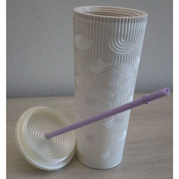 Starbucks 2023 White Pearl Shell Mermaid Siren Scales 24 oz Venti Tumbler - Picture 6 of 6